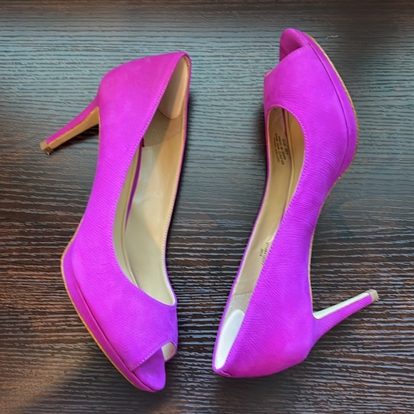 Enzo Angiolini Eagelabelle Pink Open Toe Pumps - Picture 3 of 16